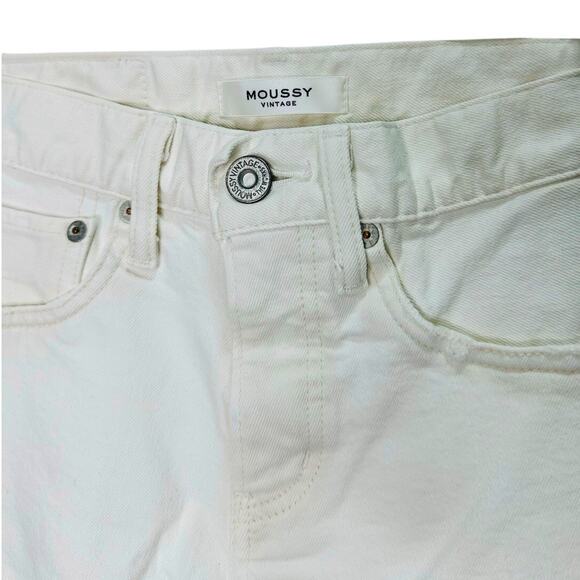 MOUSSY Burnside Distressed Raw Hem Low Rise Skinny Jeans White Size 24 - Picture 7 of 9